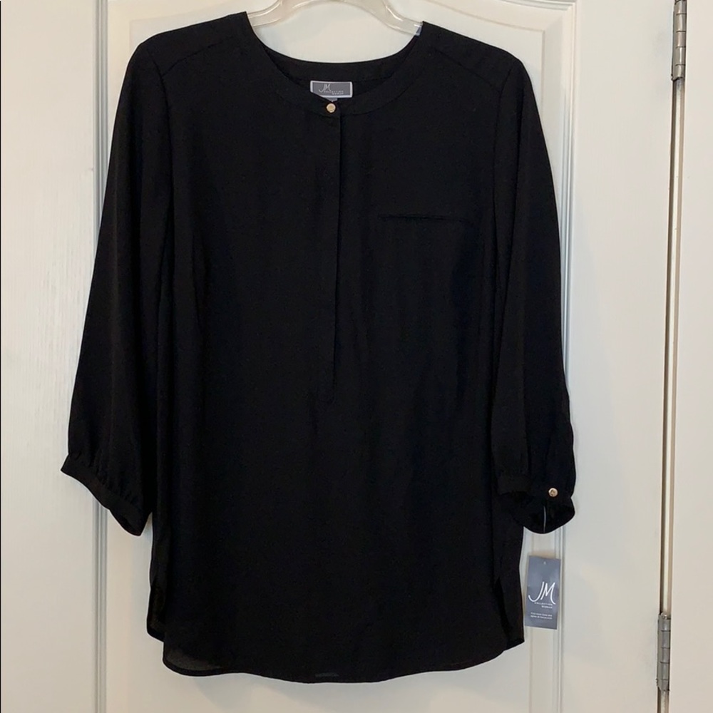 Pleat back black blouse